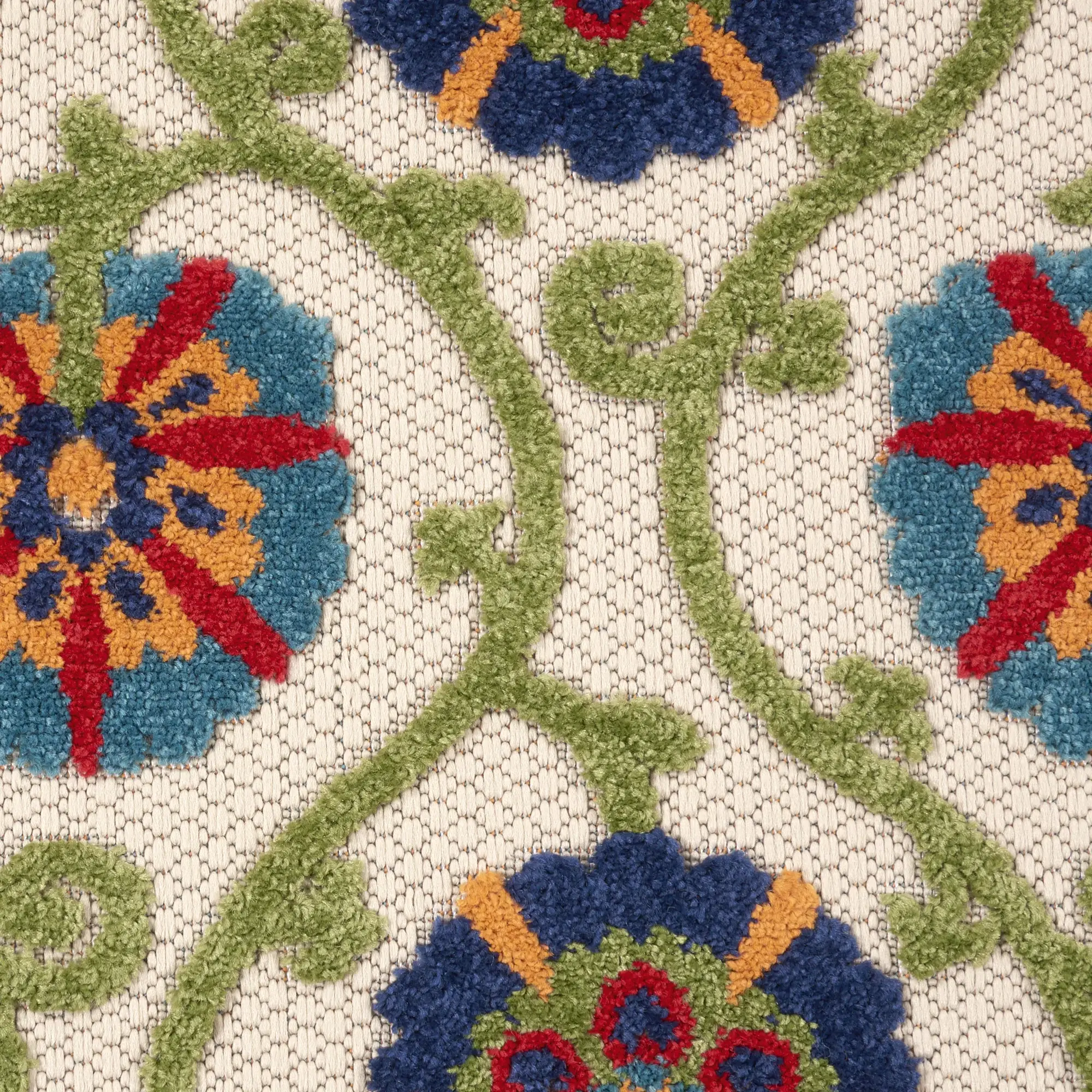 3' X 4' Ivory And Blue Floral Indoor Outdoor Area Rug - Image 3
