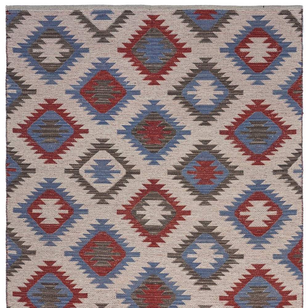 3' x 4' Red and Blue Geometric Diamonds Area Rug - Image 2