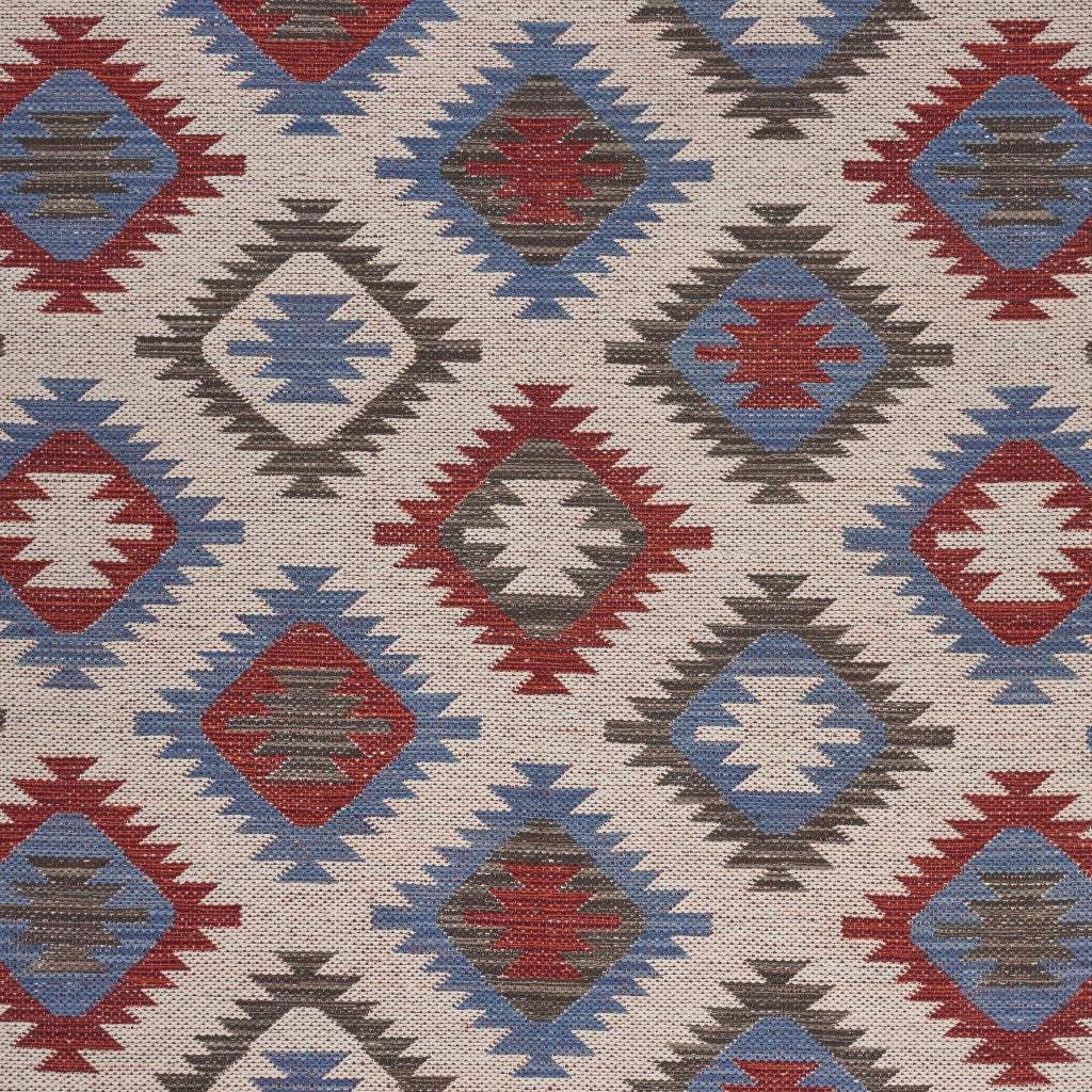 3' x 4' Red and Blue Geometric Diamonds Area Rug - Image 3