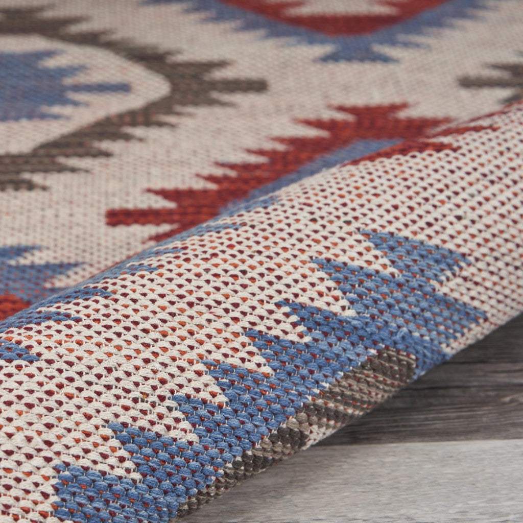 3' x 4' Red and Blue Geometric Diamonds Area Rug - Image 4