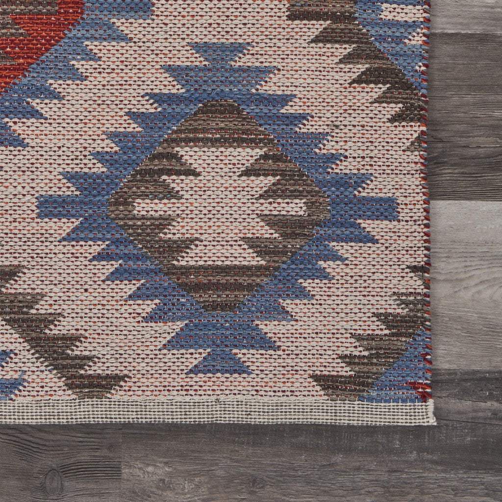 3' x 4' Red and Blue Geometric Diamonds Area Rug - Image 5
