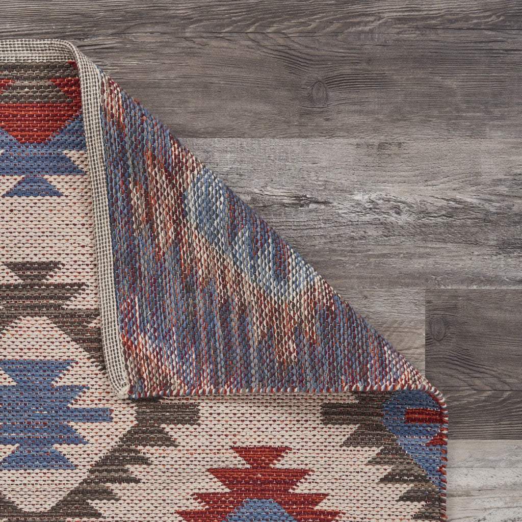 3' x 4' Red and Blue Geometric Diamonds Area Rug - Image 6
