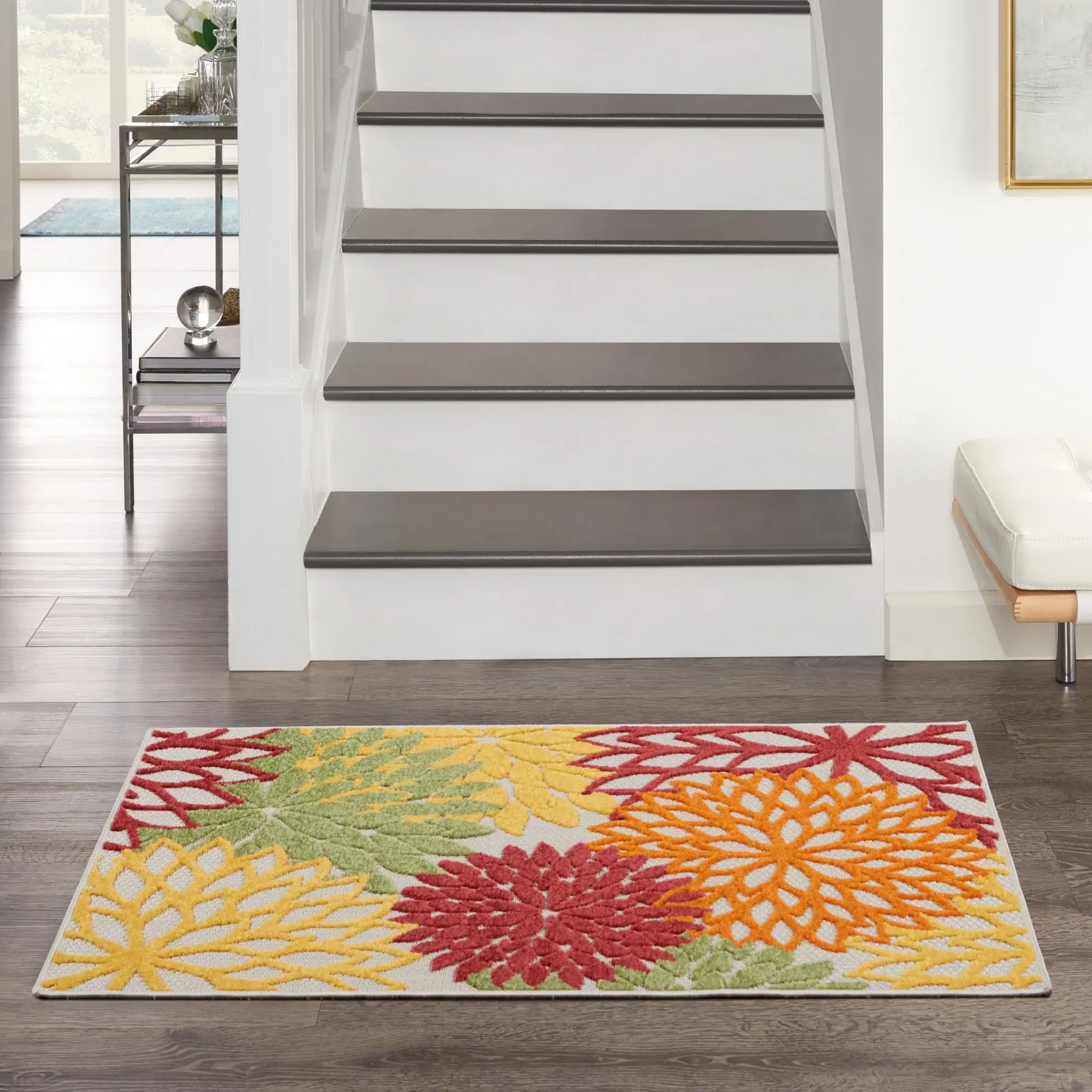 3' X 4' Red Floral Non Skid Indoor Outdoor Area Rug - Image 8