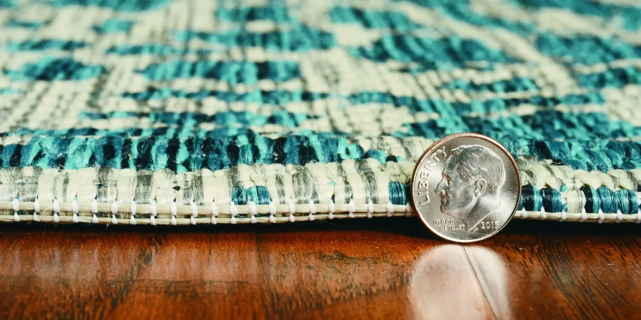 3' X 4' Teal Blue Abstract Indoor Outdoor Area Rug - Image 6
