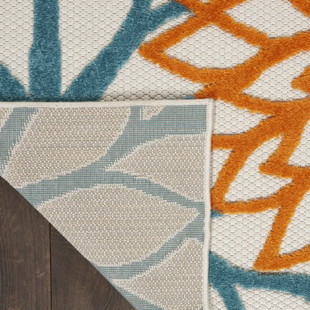 3' X 4' Turquoise Floral Non Skid Indoor Outdoor Area Rug - Image 7