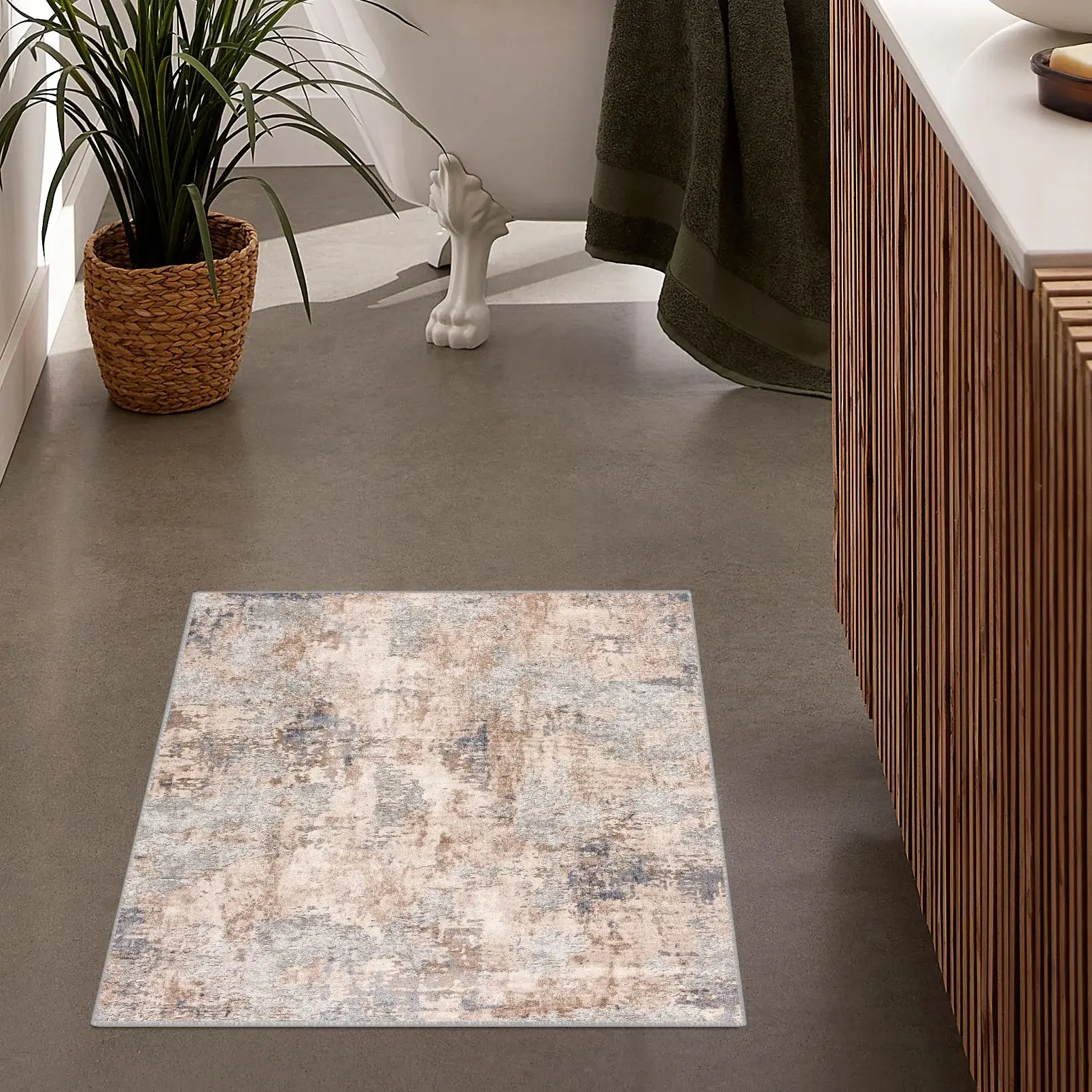 3' X 5' Beige Abstract Dhurrie Area Rug - Image 2