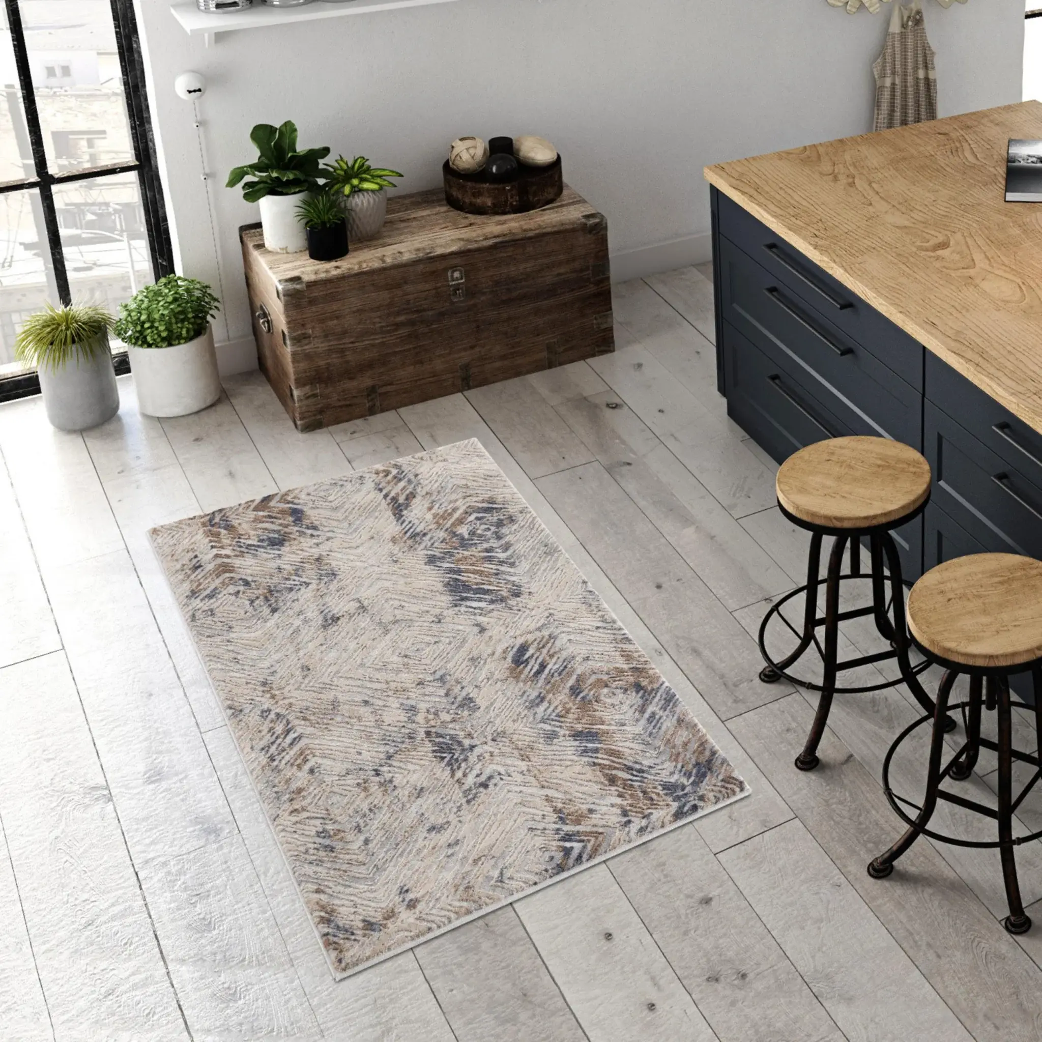 3' X 5' Beige Abstract Printed Area Rug - Image 4