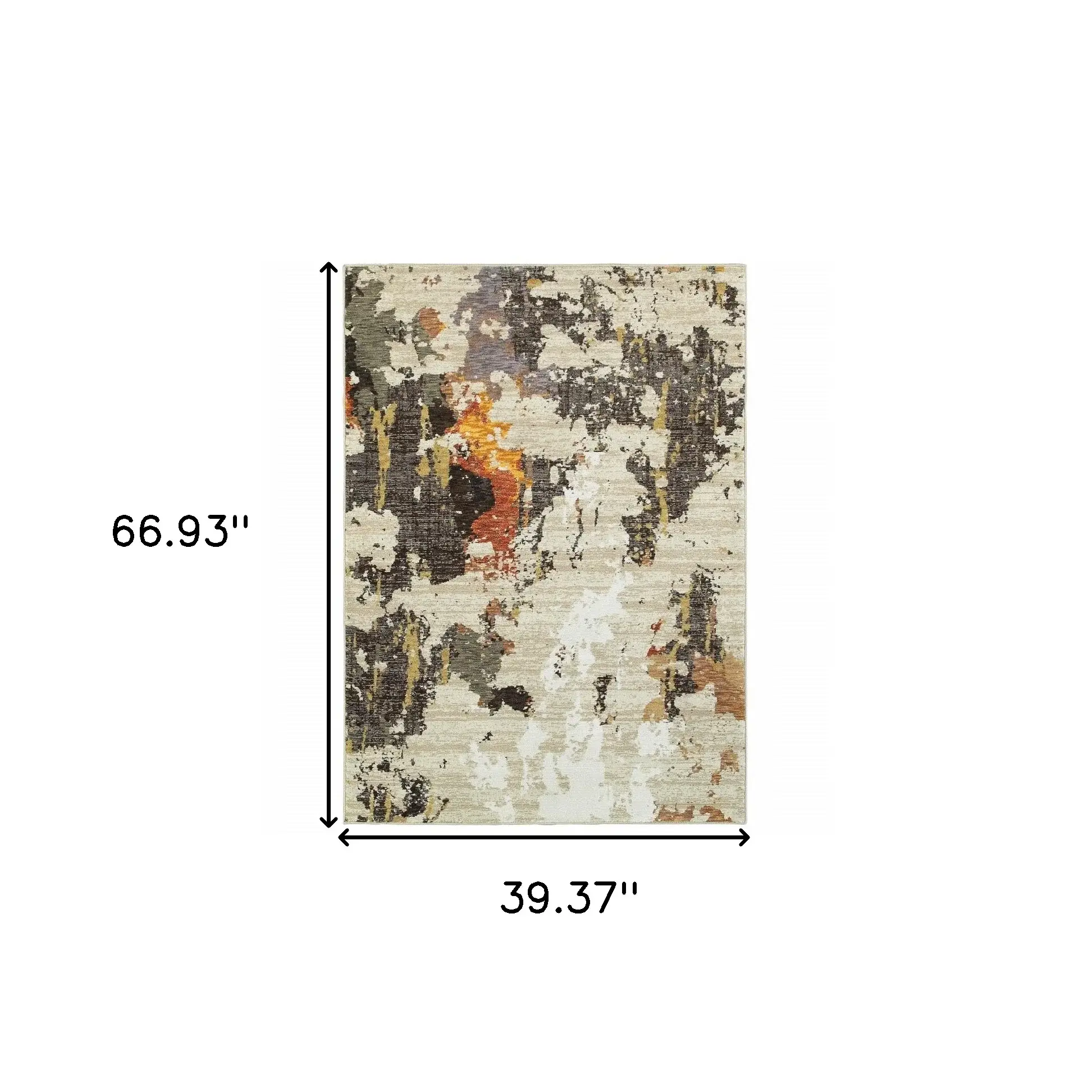 3' X 5' Beige and Black Power Loom Area Rug - Image 2