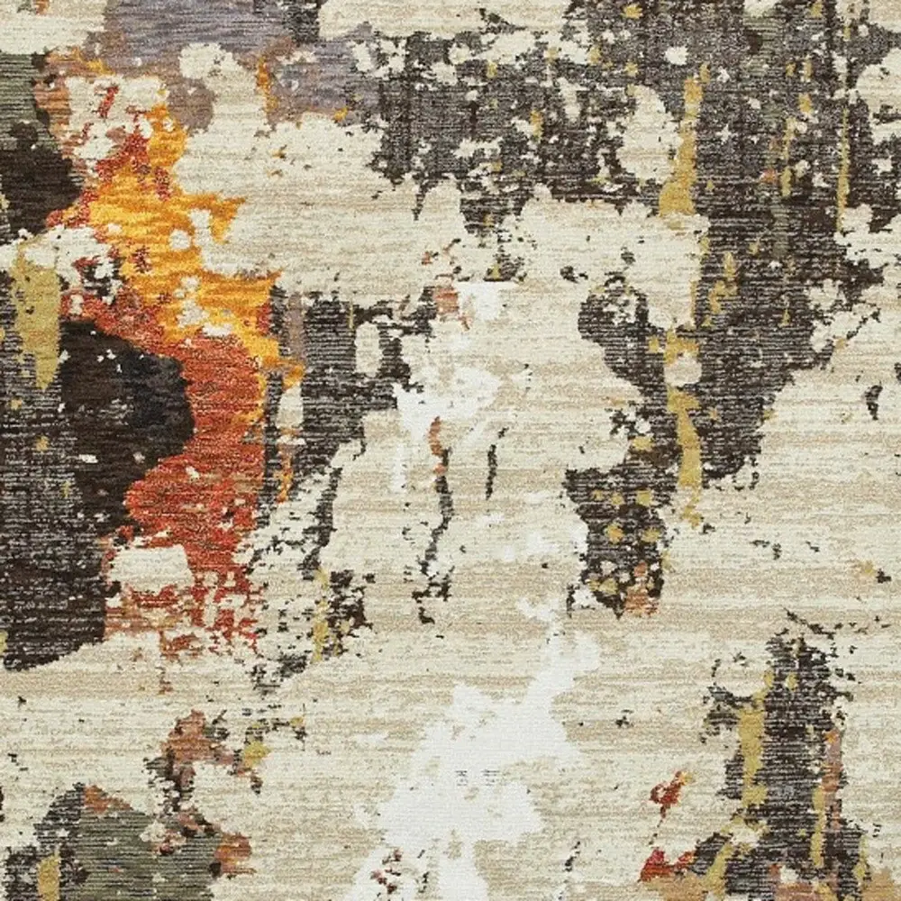 3' X 5' Beige and Black Power Loom Area Rug - Image 3