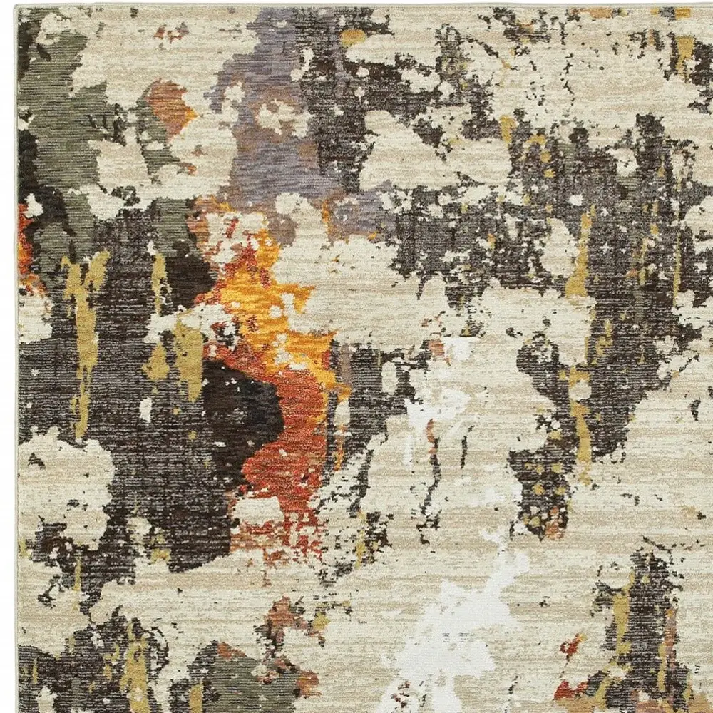 3' X 5' Beige and Black Power Loom Area Rug - Image 4