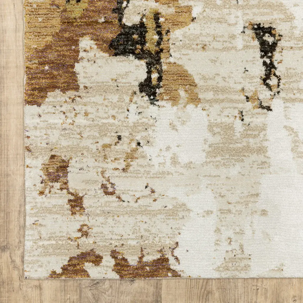 3' X 5' Beige and Black Power Loom Area Rug - Image 6