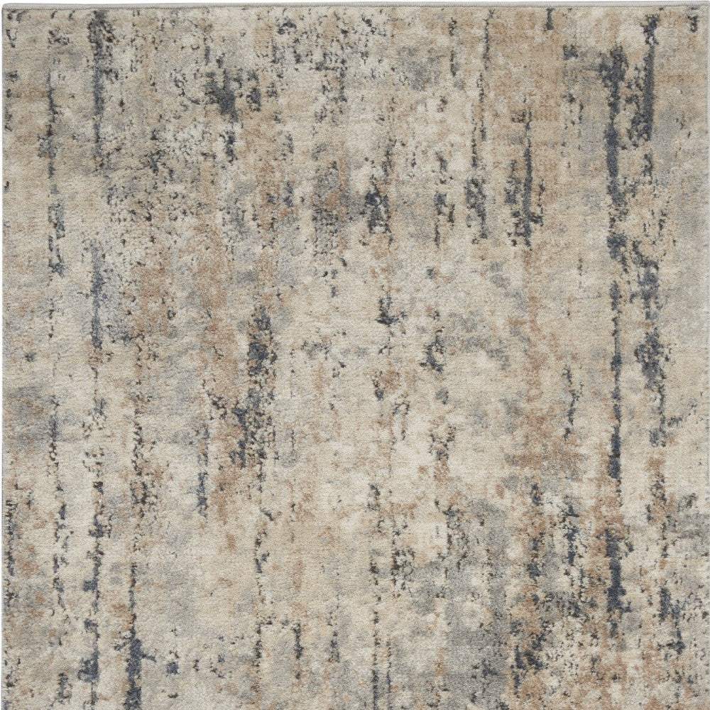 3' X 5' Beige And Grey Abstract Power Loom Non Skid Area Rug - Image 3