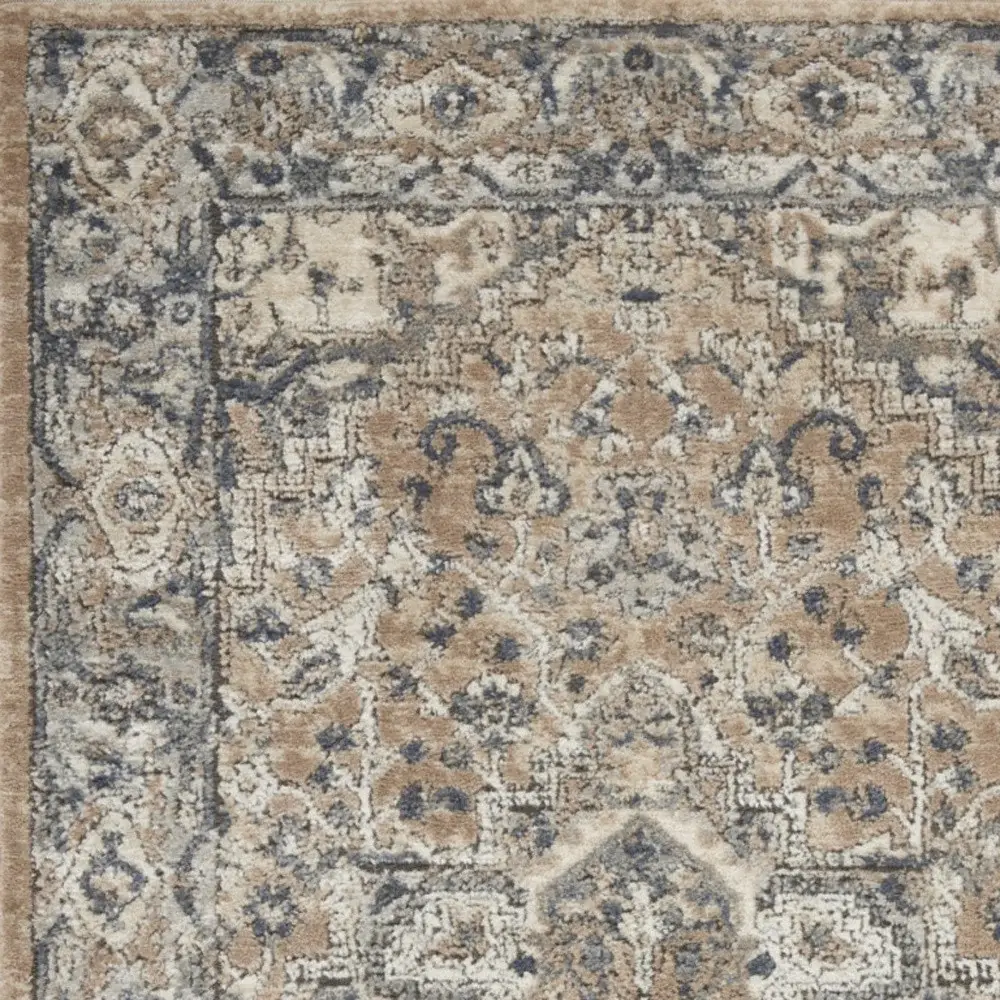 3' X 5' Beige And Grey Oriental Power Loom Non Skid Area Rug - Image 4