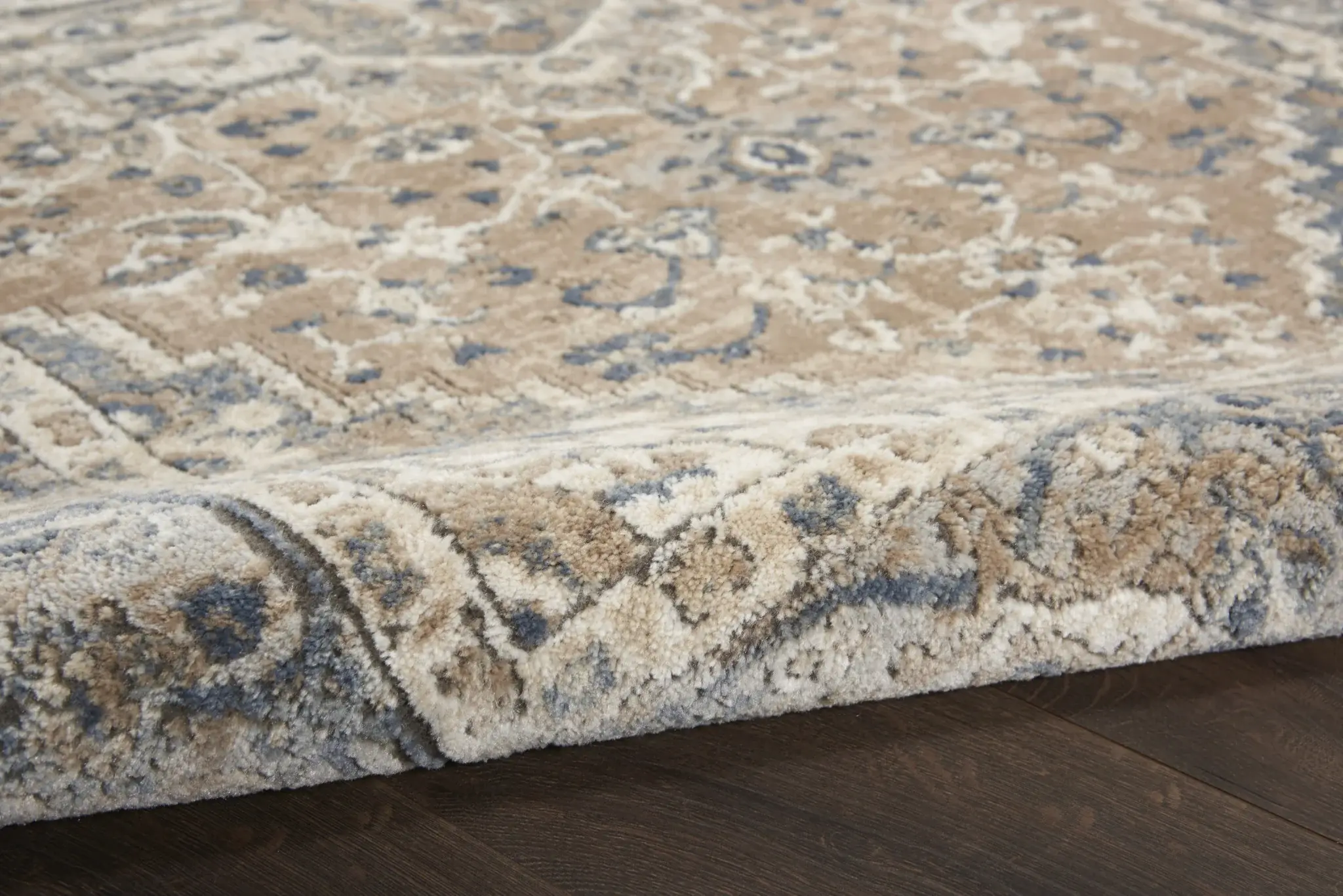 3' X 5' Beige And Grey Oriental Power Loom Non Skid Area Rug - Image 8