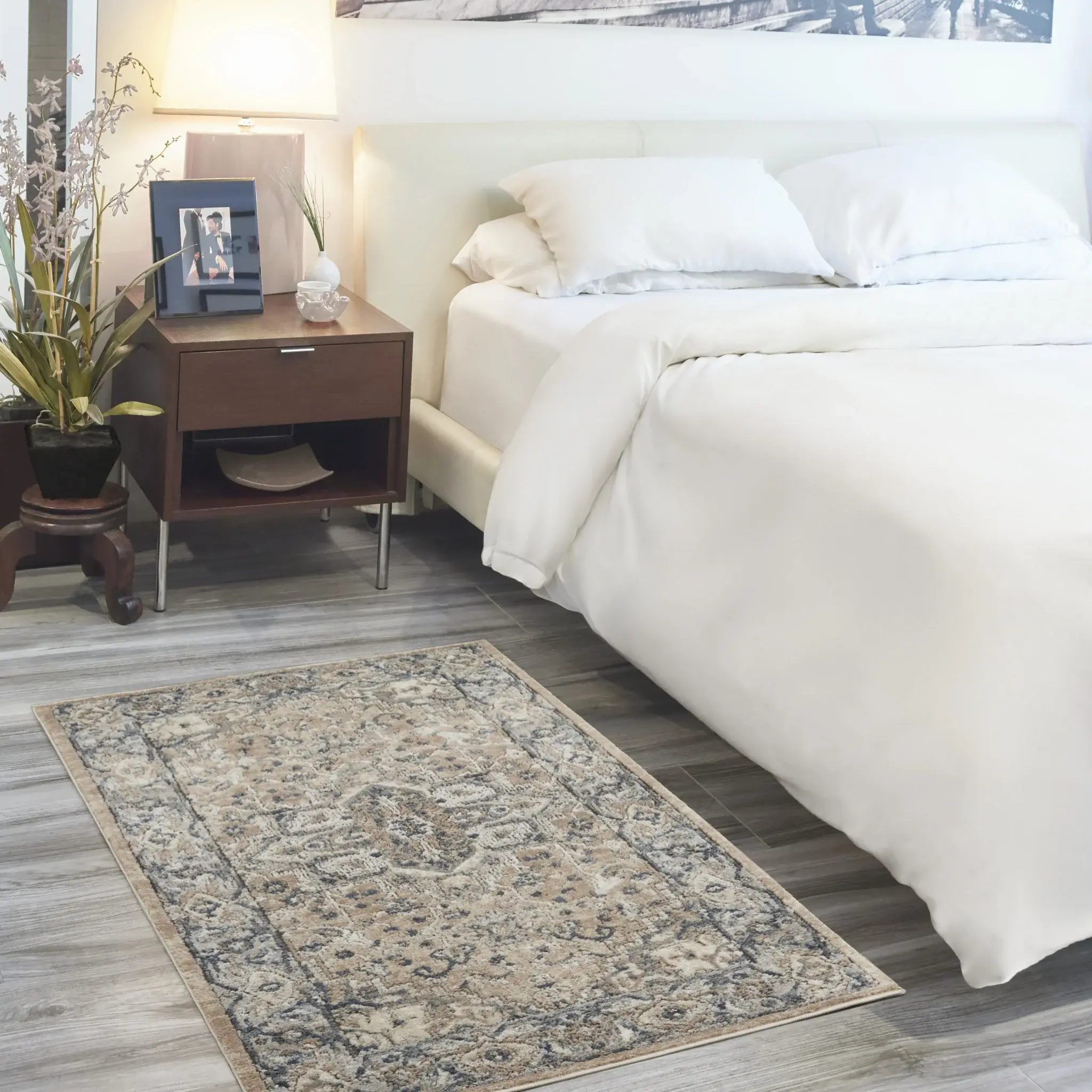 3' X 5' Beige And Grey Oriental Power Loom Non Skid Area Rug - Image 9