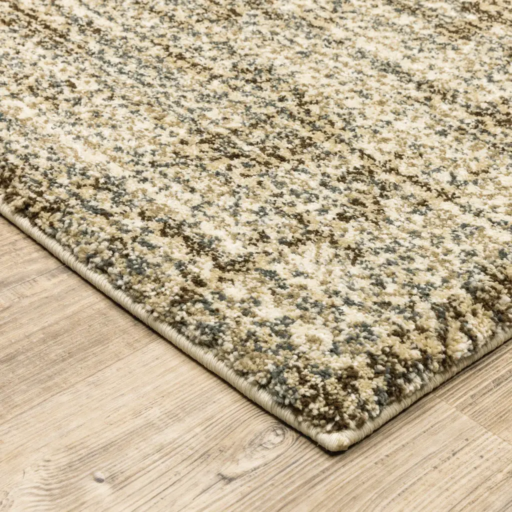 3' X 5' Beige Brown Tan And Blue Green Abstract Power Loom Stain Resistant Area Rug - Image 4