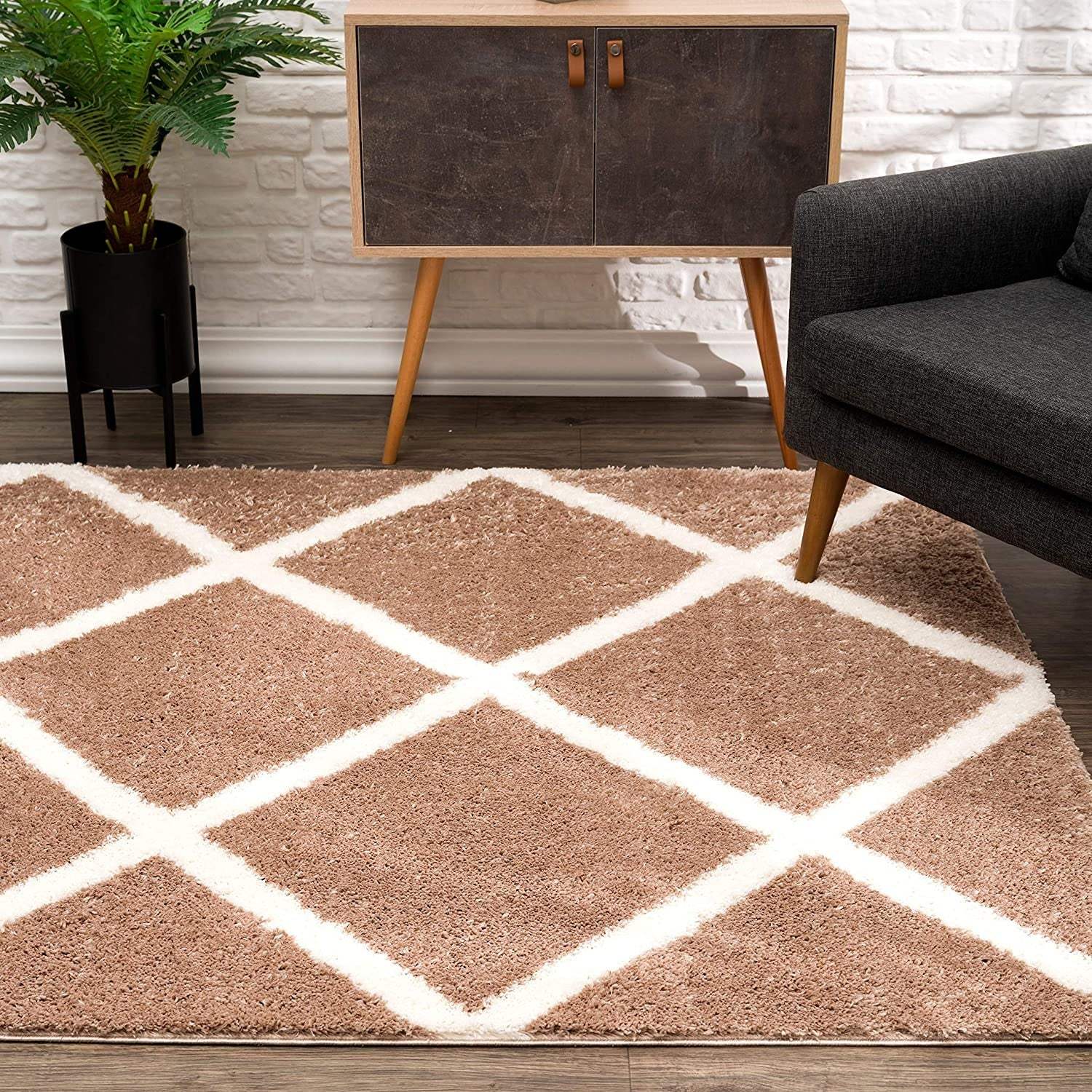 3' X 5' Beige Geometric Area Rug - Image 6