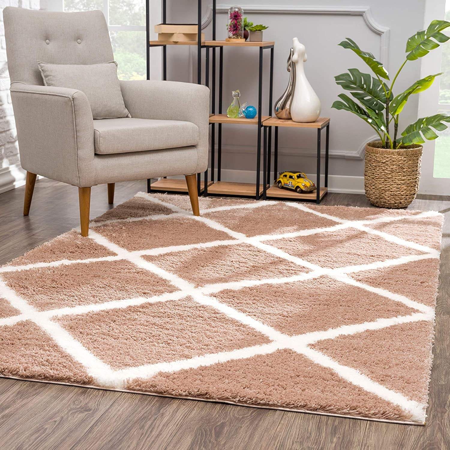 3' X 5' Beige Geometric Area Rug - Image 7
