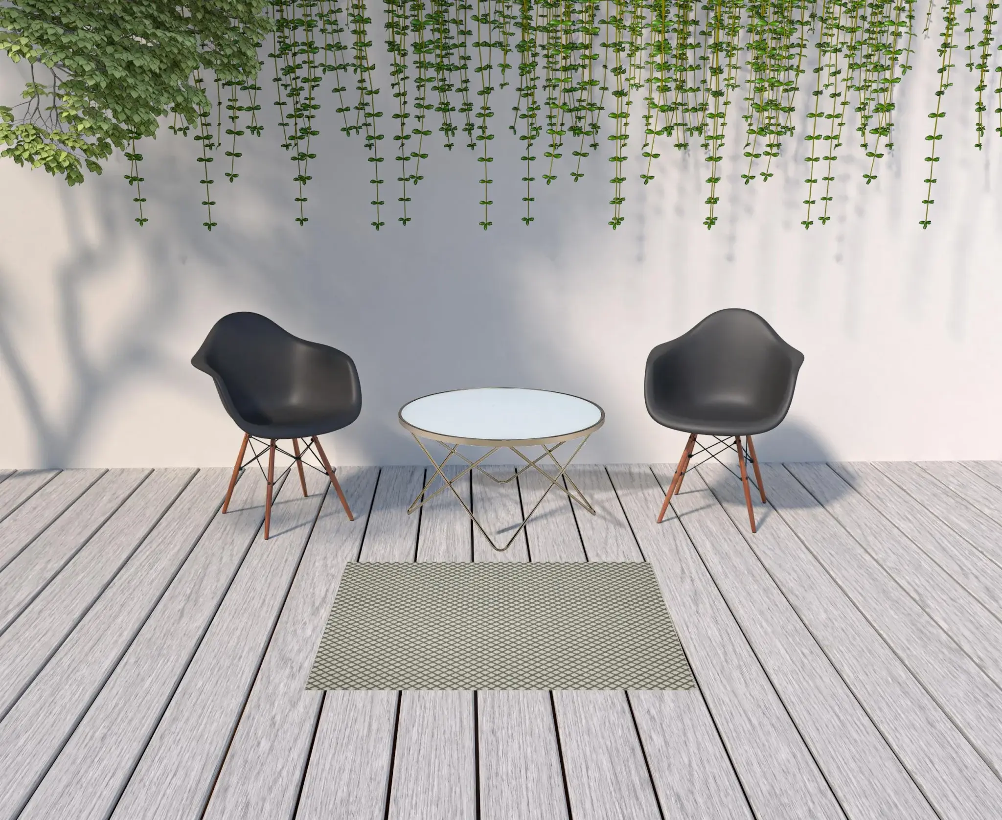 3' X 5' Beige Geometric Stain Resistant Indoor Outdoor Area Rug - Image 2