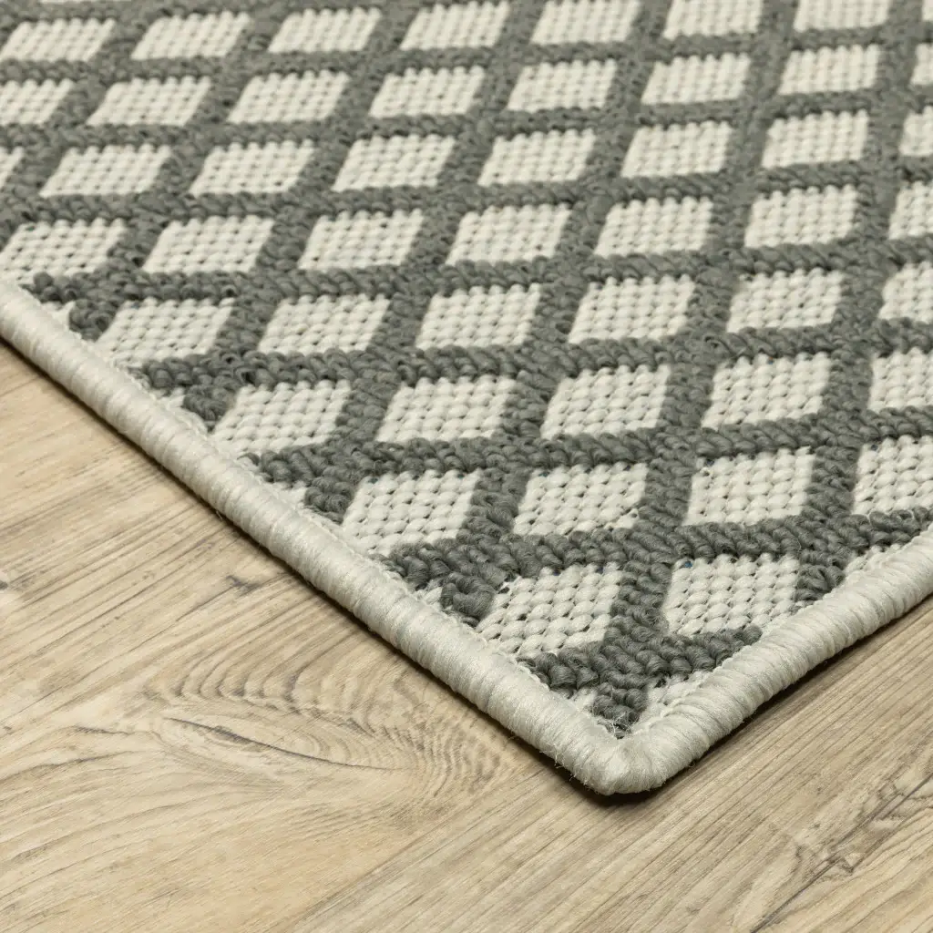 3' X 5' Beige Geometric Stain Resistant Indoor Outdoor Area Rug - Image 3