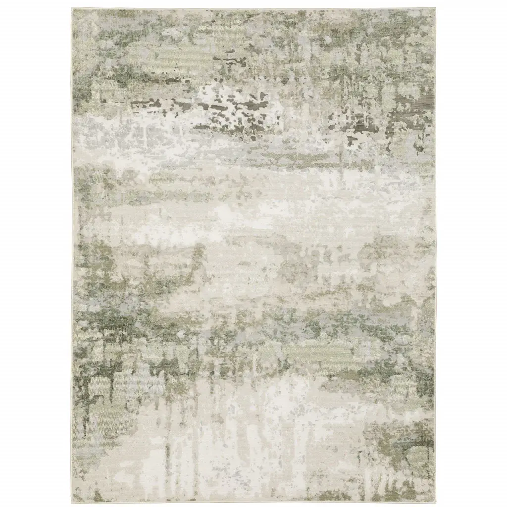 3' X 5' Beige Grey Brown And Sage Green Abstract Power Loom Stain Resistant Area Rug - Image 2