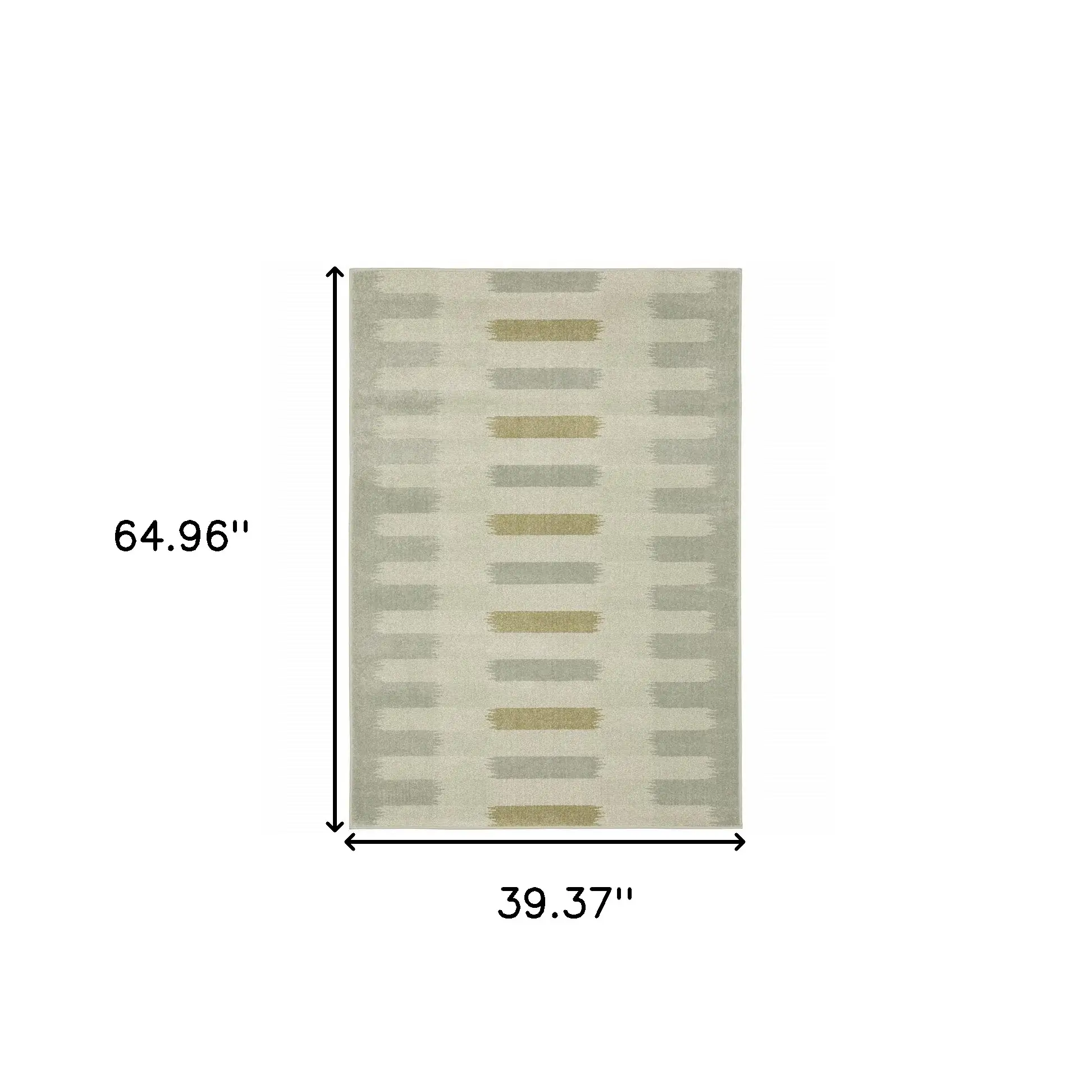 3' X 5' Beige Grey Gold And Green Geometric Power Loom Stain Resistant Area Rug - Image 3