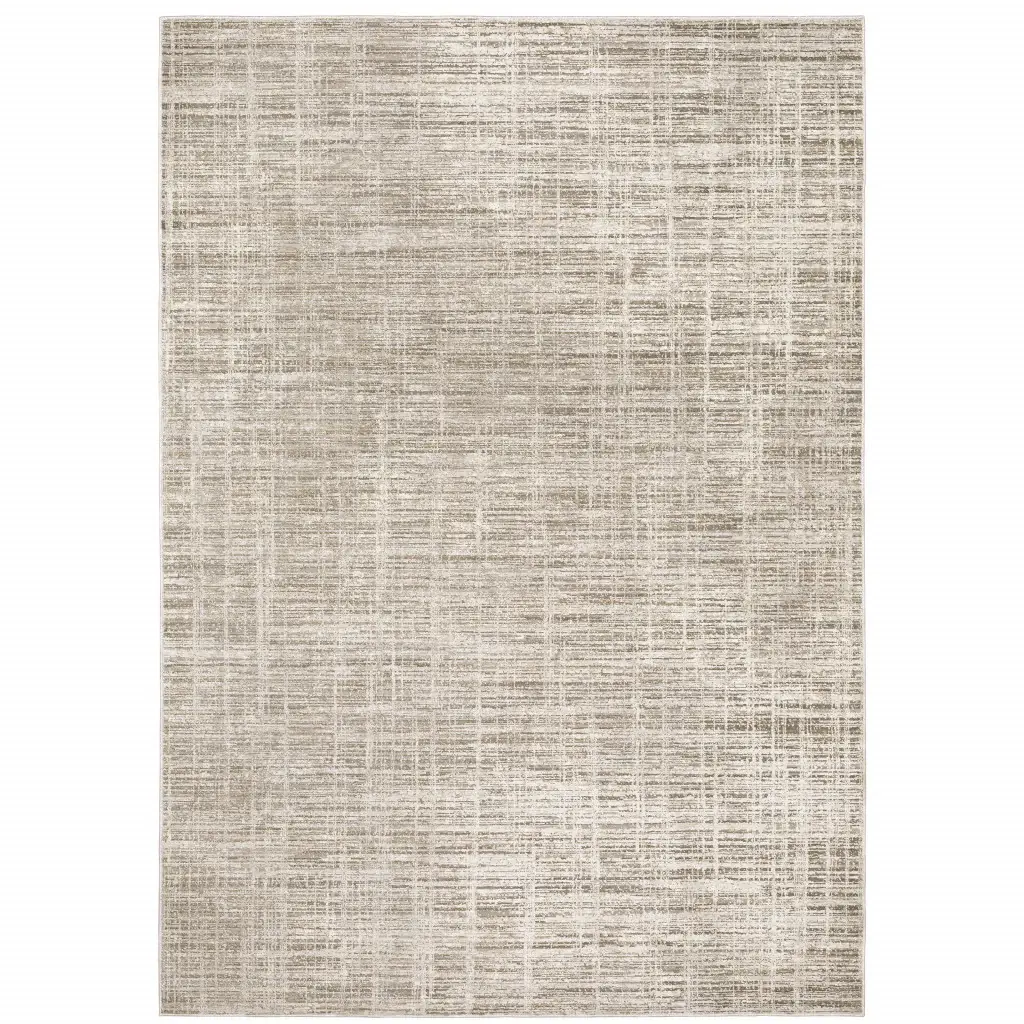 3' X 5' Beige Grey Ivory Tan And Brown Abstract Power Loom Stain Resistant Area Rug - Image 2