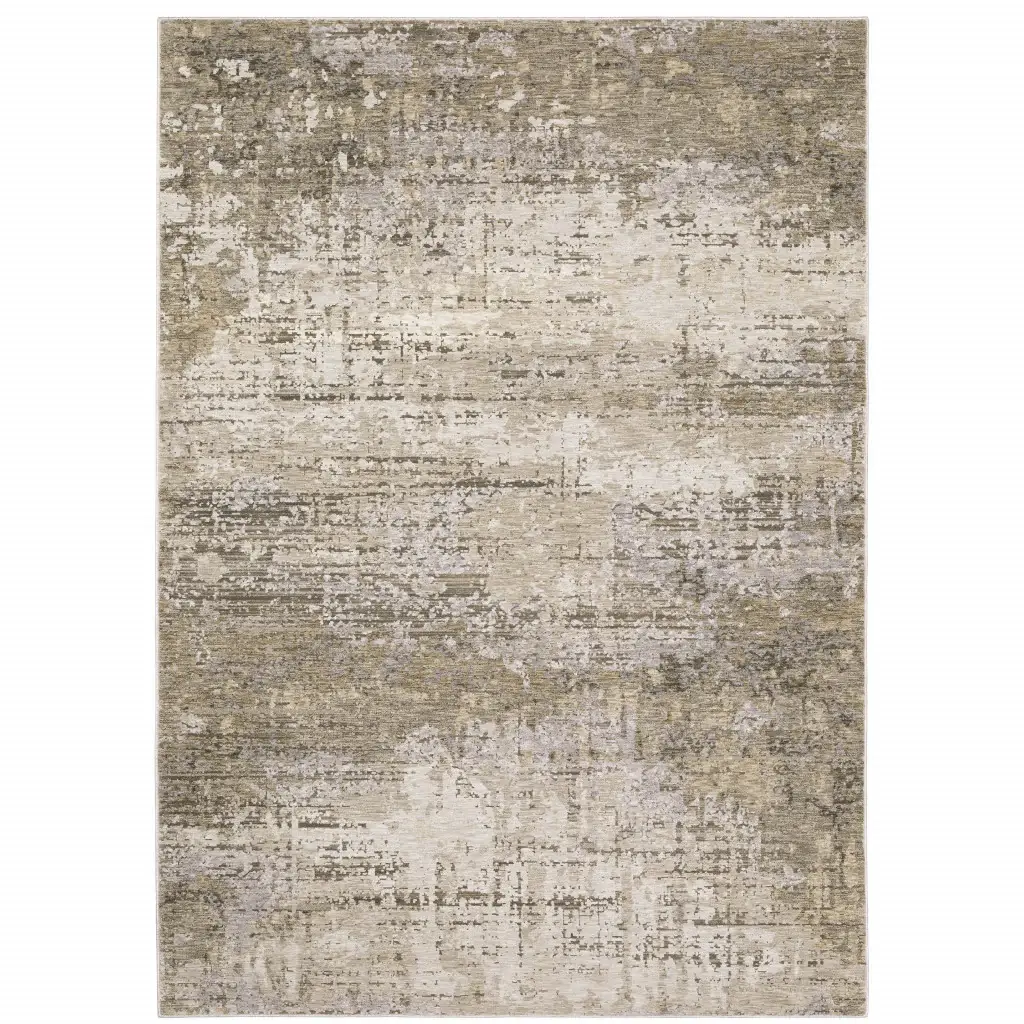 3' X 5' Beige Grey Ivory Tan And Brown Abstract Power Loom Stain Resistant Area Rug - Image 2