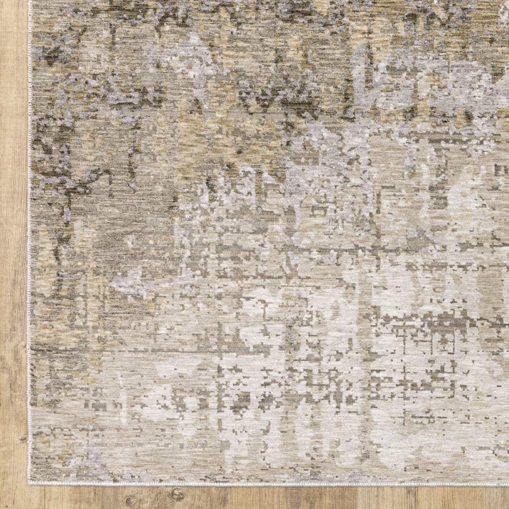 3' X 5' Beige Grey Ivory Tan And Brown Abstract Power Loom Stain Resistant Area Rug - Image 4
