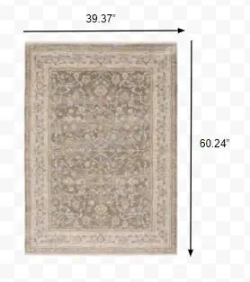3' X 5' Beige Grey Machine Woven Oriental Indoor Arean Rug - Image 5
