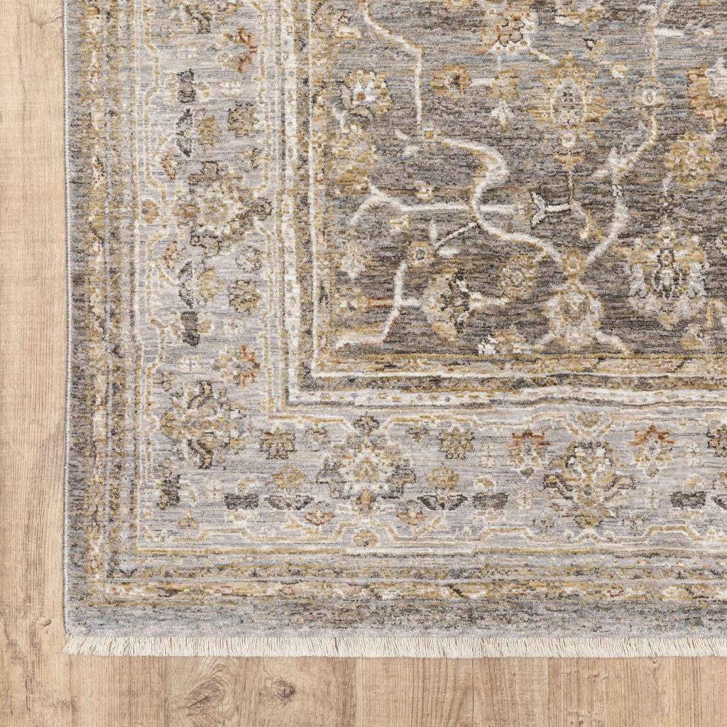 3' X 5' Beige Grey Machine Woven Oriental Indoor Arean Rug - Image 6