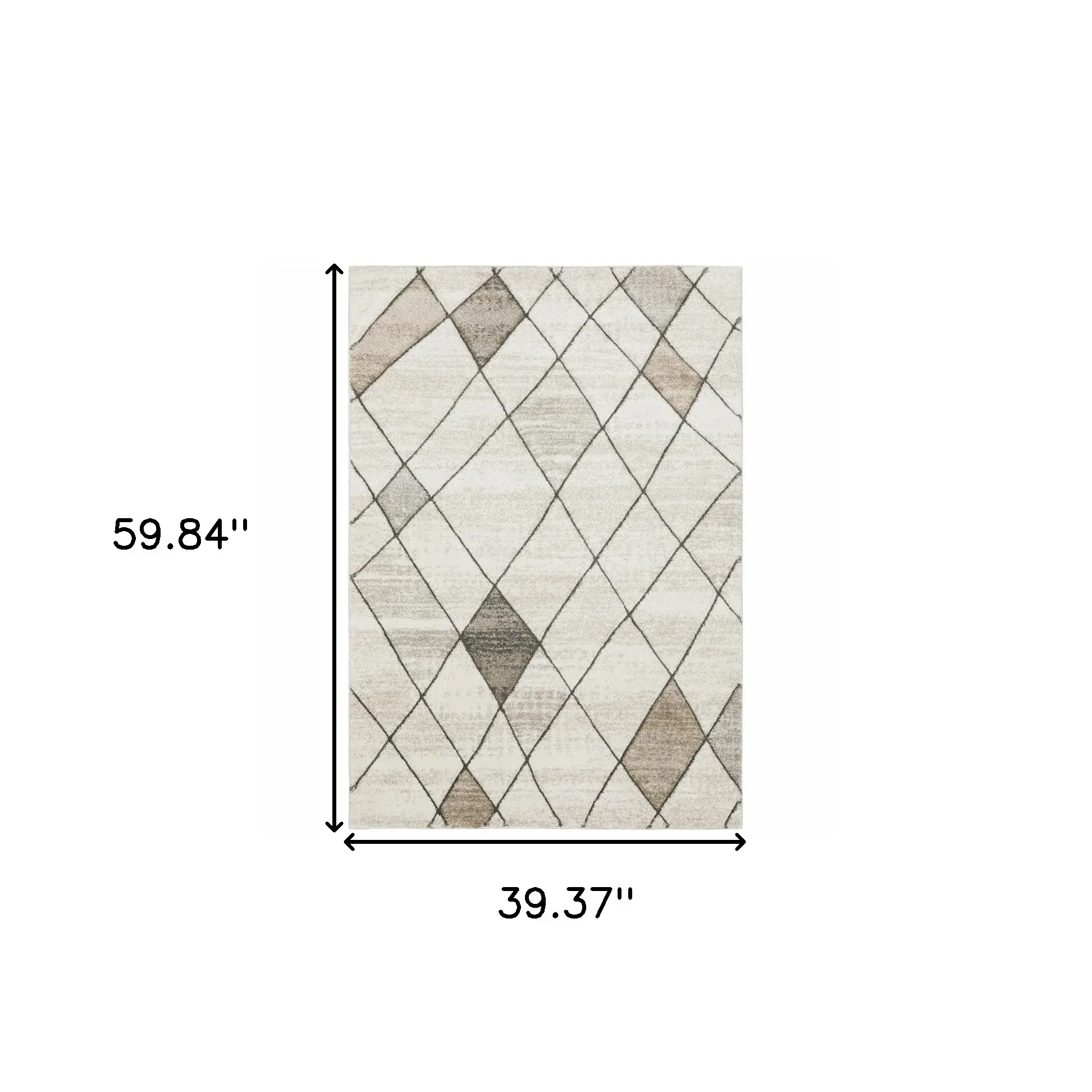 3' X 5' Beige Grey Tan And Brown Geometric Power Loom Stain Resistant Area Rug - Image 3