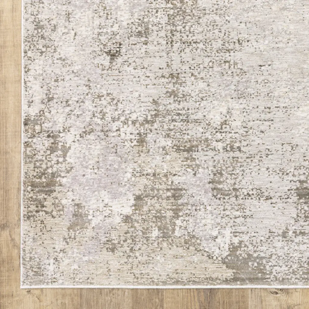 3' X 5' Beige Ivory Tan Grey And Brown Abstract Power Loom Stain Resistant Area Rug - Image 4
