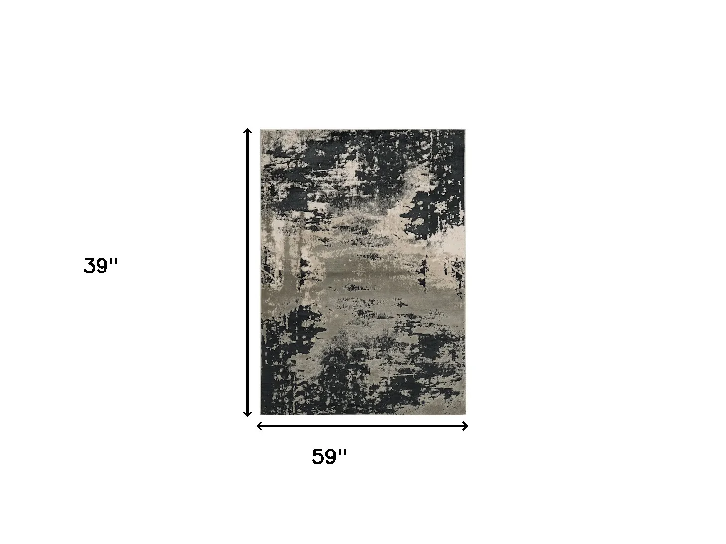 3' X 5' Black and Silver Abstract Area Rug - Image 3