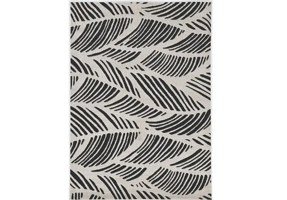 3' X 5' Black and White Floral Indoor Outdoor Area Rug - Image 2