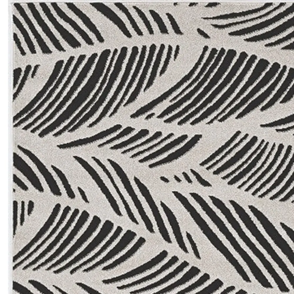 3' X 5' Black and White Floral Indoor Outdoor Area Rug - Image 4