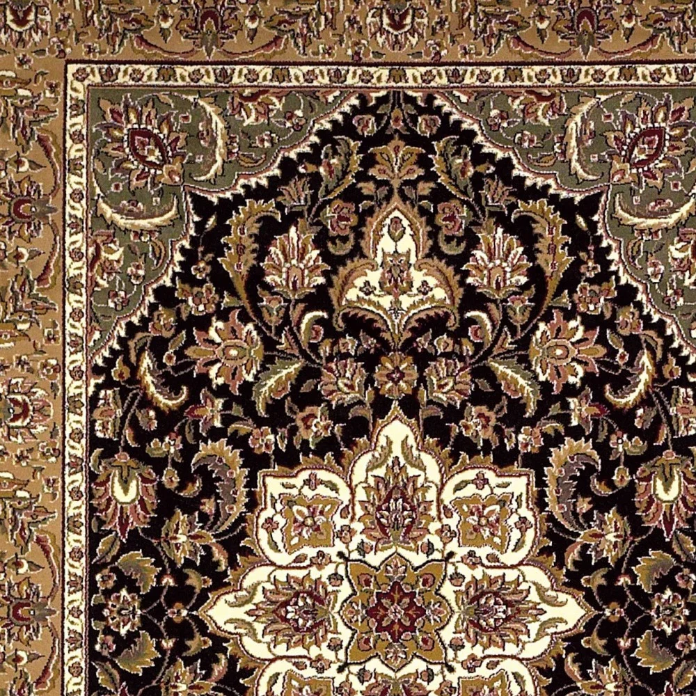 3' X 5' Black Beige Machine Woven Floral Medallion Indoor Area Rug - Image 6