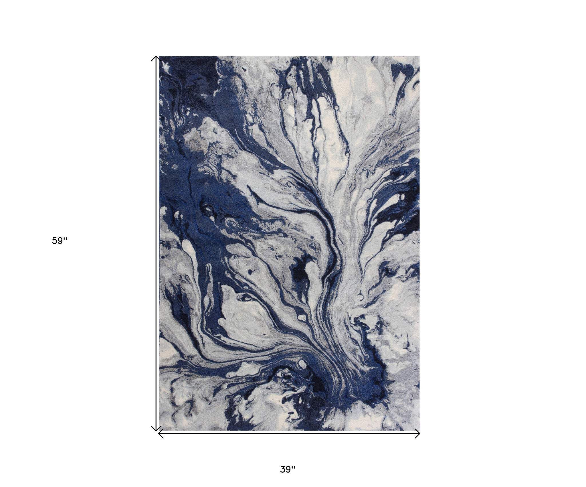 3' X 5' Blue Abstract Area Rug - Image 3