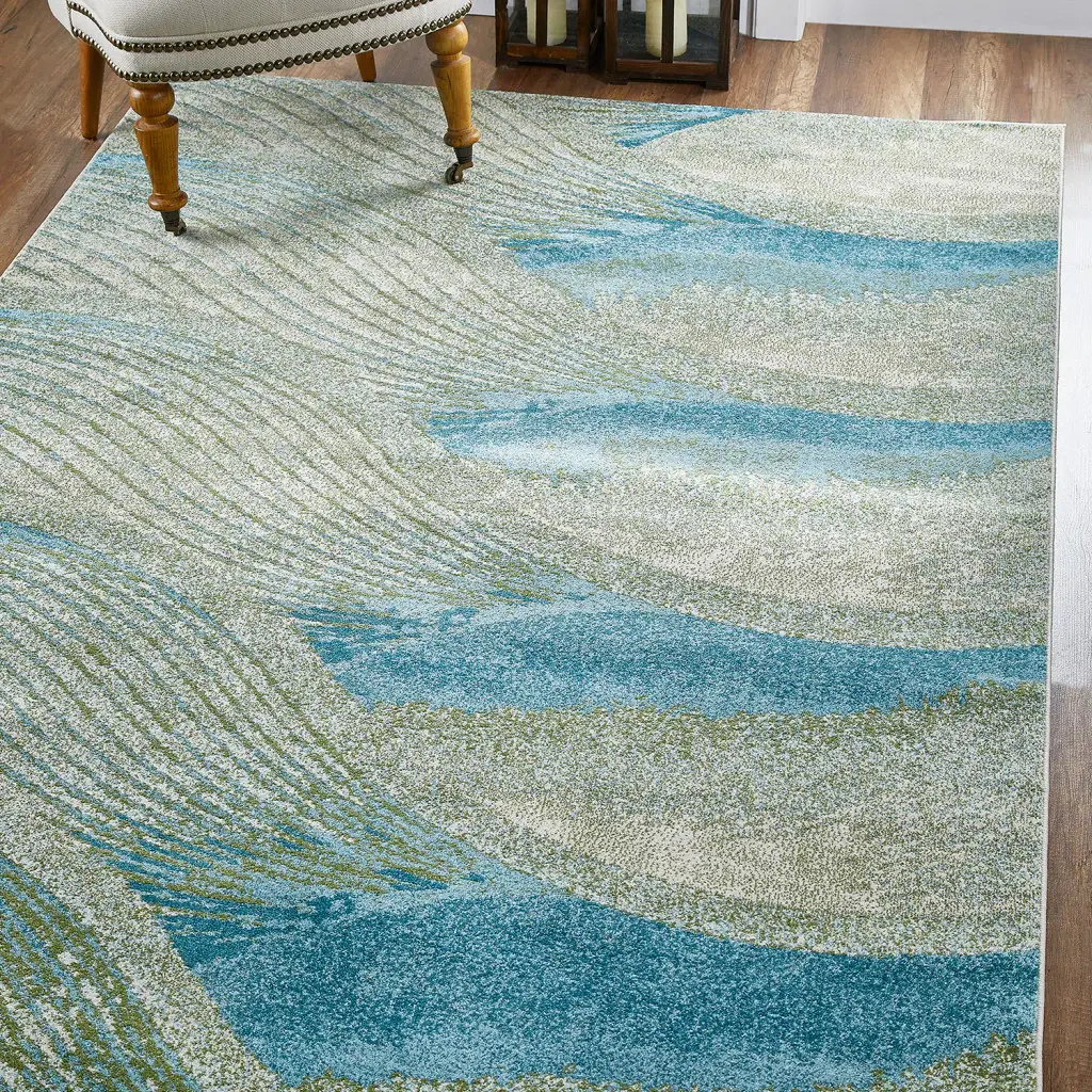 3' X 5' Blue Abstract Area Rug - Image 4