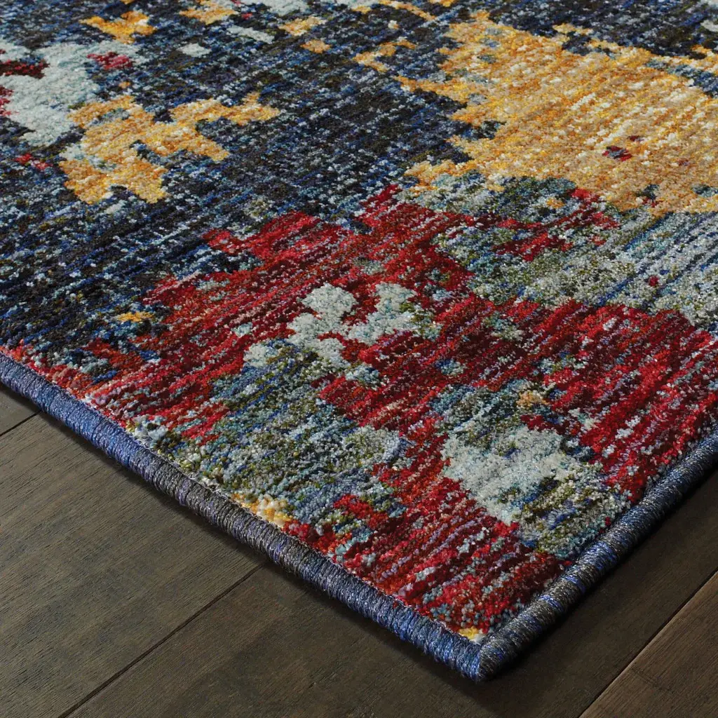 3' X 5' Blue Abstract Power Loom Area Rug - Image 4