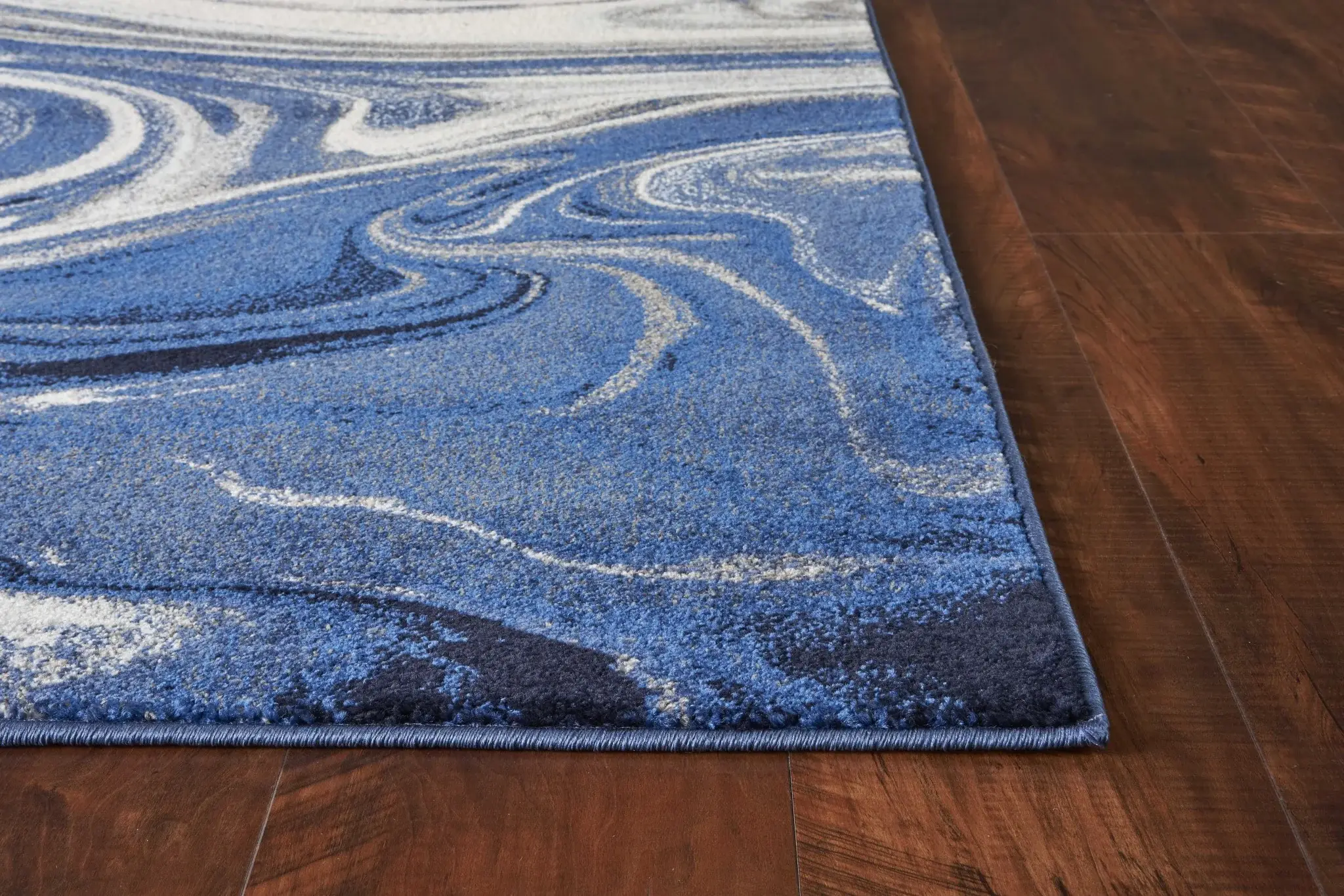 3' X 5' Blue Abstract Waves Area Rug - Image 2