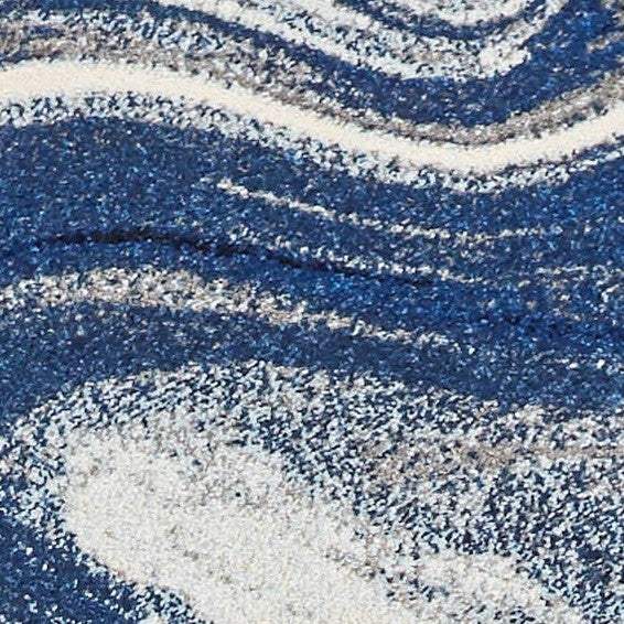 3' X 5' Blue Abstract Waves Area Rug - Image 3