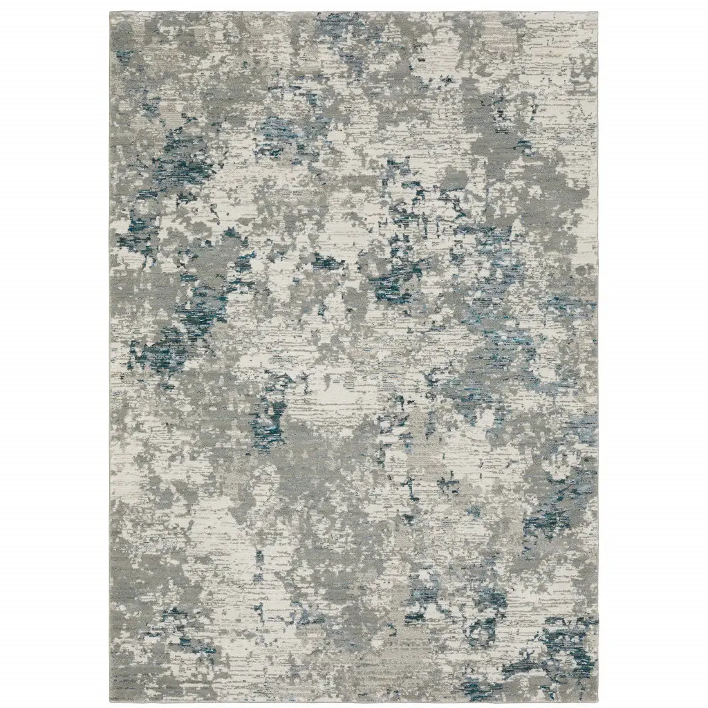 3' X 5' Blue and Beige Abstract Power Loom Area Rug - Image 2
