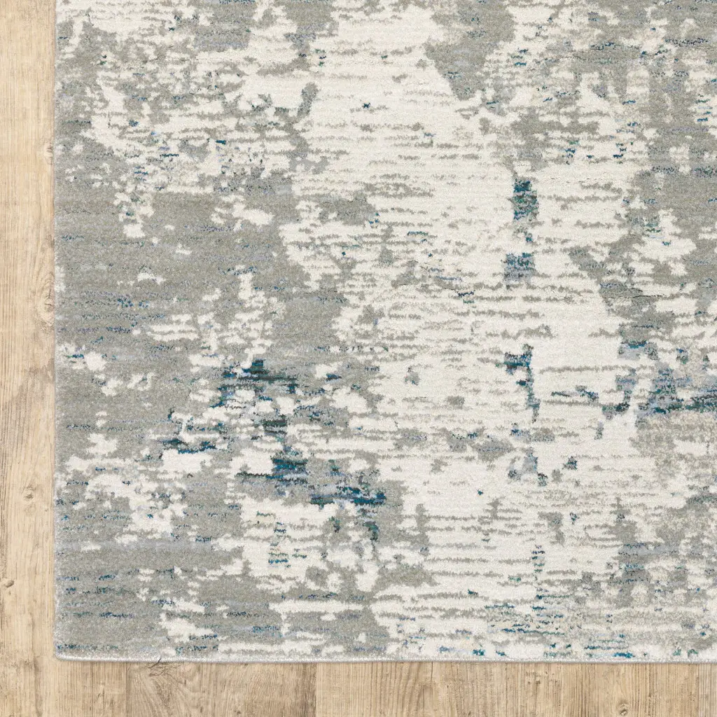 3' X 5' Blue and Beige Abstract Power Loom Area Rug - Image 4