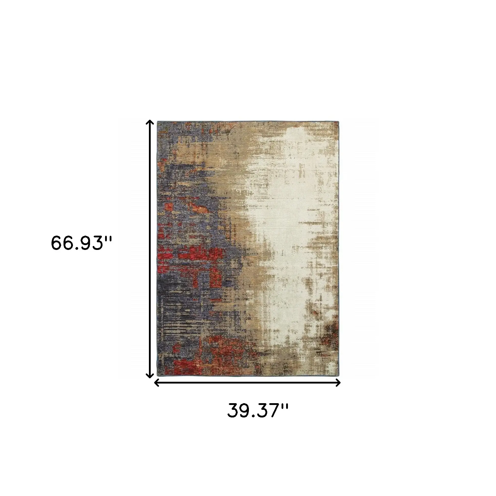 3' X 5' Blue and Beige Abstract Power Loom Area Rug - Image 3