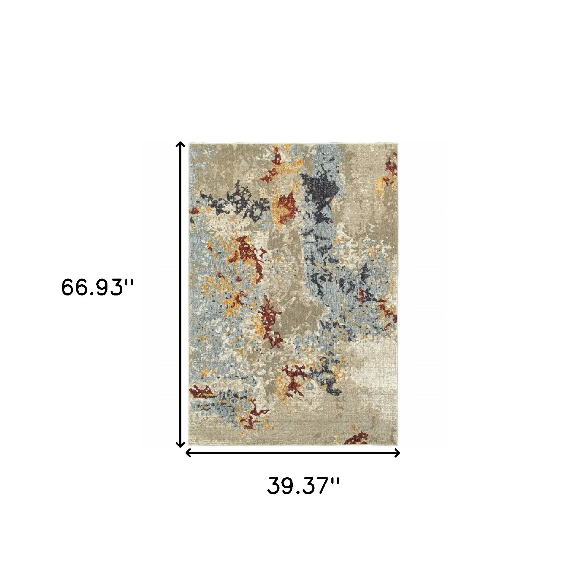 3' X 5' Blue and Beige Abstract Power Loom Area Rug - Image 3