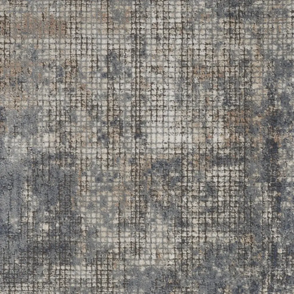 3' X 5' Blue And Beige Abstract Power Loom Distressed Non Skid Area Rug - Image 5