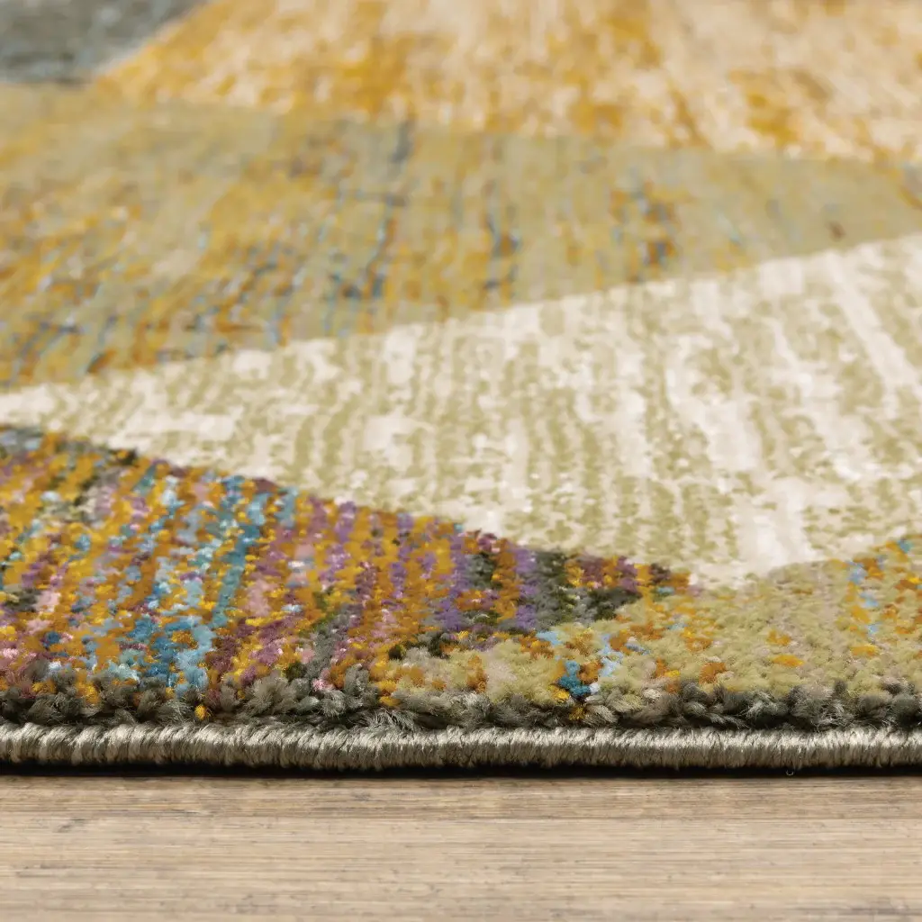 3' X 5' Blue and Beige Geometric Power Loom Area Rug - Image 5