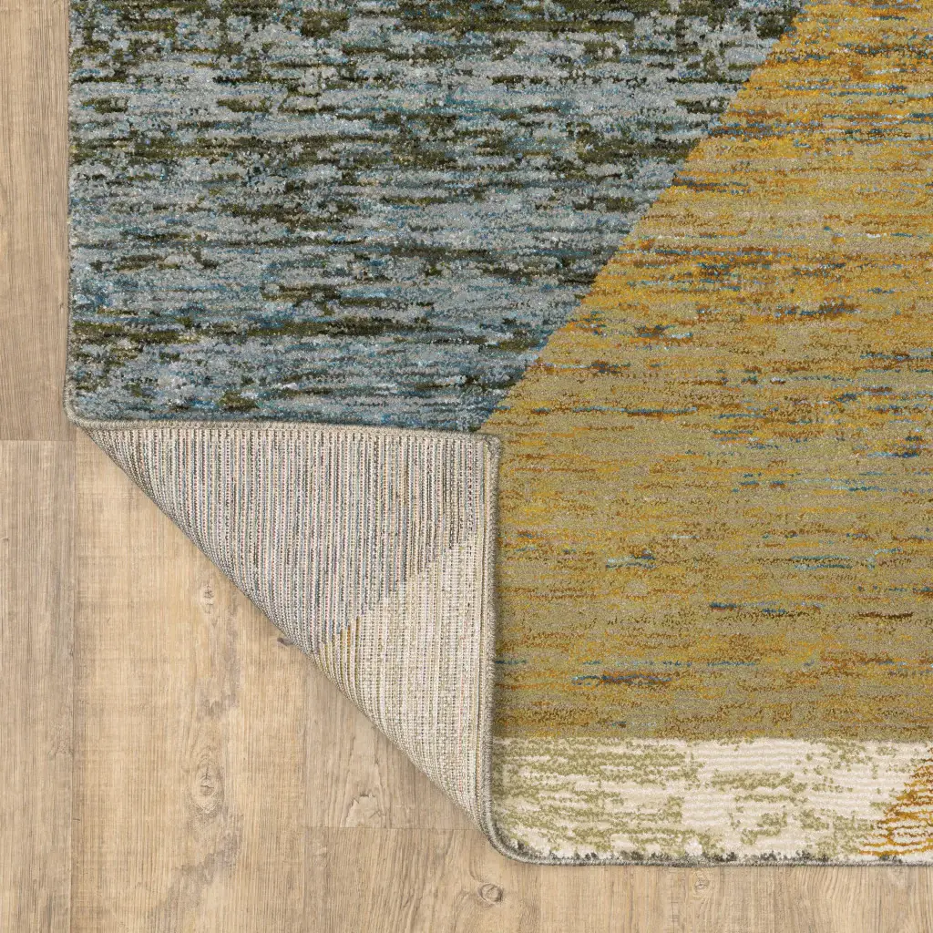 3' X 5' Blue and Beige Geometric Power Loom Area Rug - Image 8
