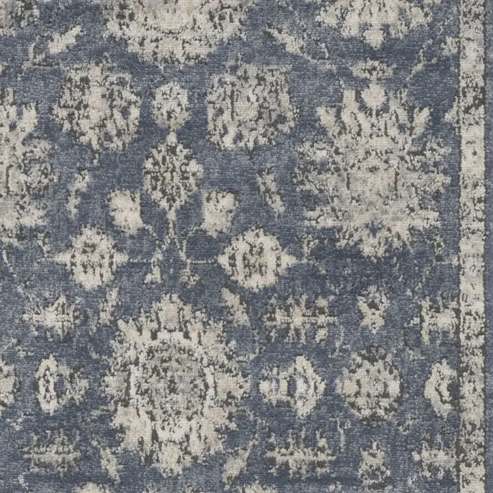 3' X 5' Blue And Beige Oriental Power Loom Non Skid Area Rug - Image 6